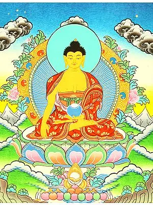 Shakyamuni Buddha Seated in Bhumisparsha Mudra on Lotus Throne