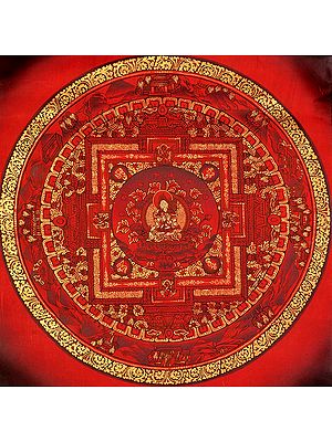 Red Hue Mandala of Tibetan Buddhist Goddess White Tara