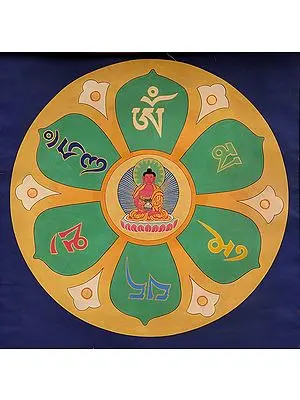Buddha Mandala with the Syllable Mantra OM MANI PADME HUM (Tibetan Buddhist)