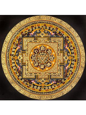 Tibetan Buddhist OM (AUM) Yoni Mandala with the Syllable Mantra