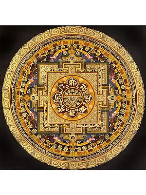 Tibetan Buddhist OM (AUM) Yoni Mandala with the Syllable Mantra
