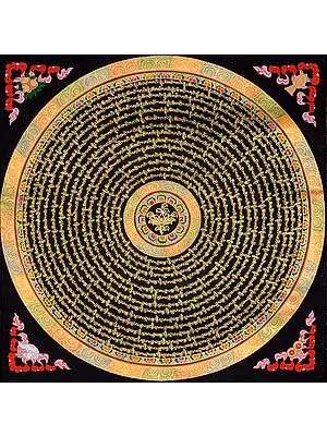 Lotus (Ashtamangala) Mandala with Syllable Mantra