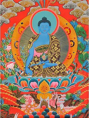 Tibetan Buddhist God Bhaishajyaguru (The Medicine Buddha)