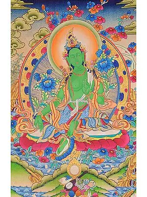 Emerald Green Fine Portrait of Goddess Green Tara