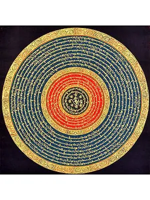 Tibetan Buddhist Mantra Mandala with OM at Center