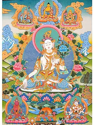 A Great Triad of Three Long Life Deities - White Tara, Amitayus and Ushnishavijaya