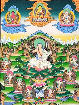 Milarepa Accompanied with Dancing Yoginis Singing the Songs of Buddha