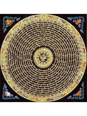 Lotus (Ashtamangala) Mandala with Syllable Mantra