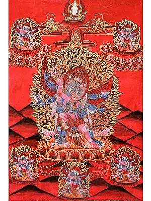 Six-Armed Winged (Tibetan Buddhist) Mahakala in Yab Yum