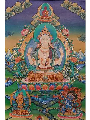 Tibetan Buddhist God Chenrezig (Four Armed Avalokiteshvara)