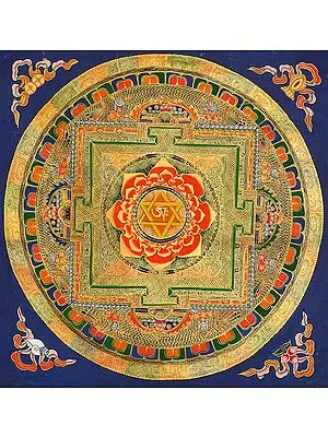 Om Tantric Mandala with Lotus Fire