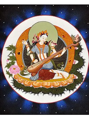 Goddess Saraswati Playing Veena