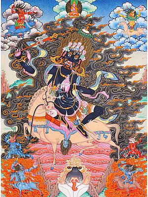 Tibetan Buddhist Goddess Palden Lhamo - Who Rides on a Sea of Blood (Protector of the Dalai Lama)
