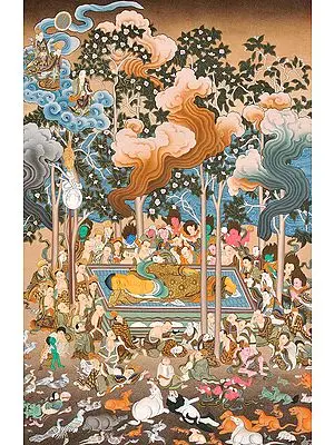 Parinirvana of the Buddha (Superfine Large Thangka) -Tibetan Buddhist