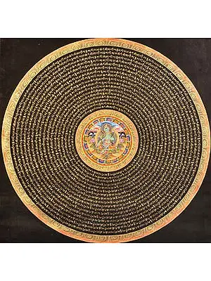 Tibetan Buddhist Goddess Green Tara Mandala with Syllable Mantra