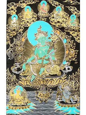 Savior Goddess Green Tara With Five Dhyani Buddhas (Tibetan Buddhist)