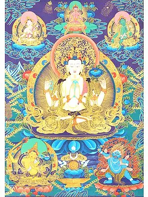 Shadakshari Lokeshvara Upon A Throne Of Purple Velvet