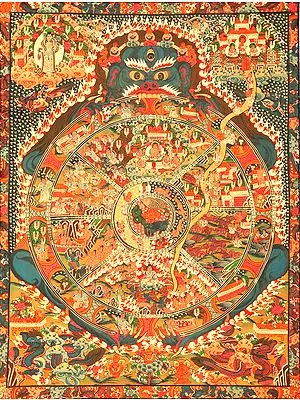 Tibetan Buddhist Wheel of Life, also known as The Wheel of Transmigration