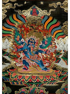 Six-Armed Vajrakila Father-Mother with Rainbow Aureole