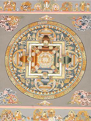 Yab Yum Mandala with Great Adepts, Wrathful Protectors and Scenes from the Life of Buddha