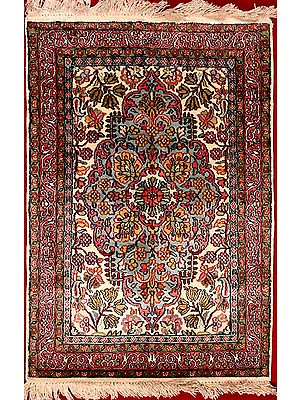 Hand-woven Kashmiri Carpet with Vegetative Motifs