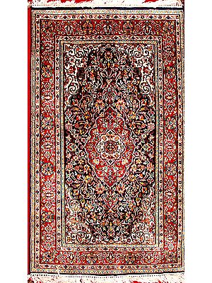 Hand-woven Kashmiri Carpet with Mughal Design