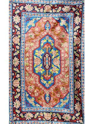 Mughal Prayer Asana with Flower Embroidery