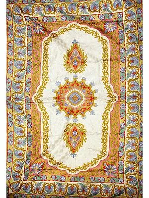 Yogi Asana with Embroidered Flowers