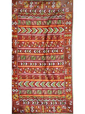 Asana Mat Embroidered with Stylized Designs