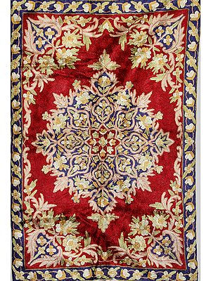 Maroon Prayer Asana with Floral Embroidery