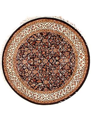 Round Blue and Cream Carpet