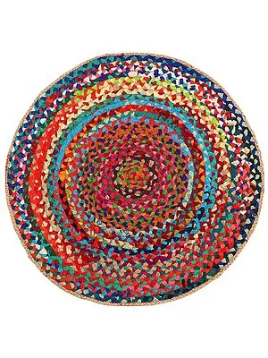 Molten-Lava Hand-Crafted Upcycled Jute and Cotton Circular Meditation Mat