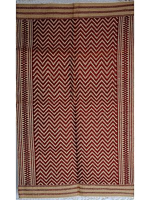 Beige and Red Kalamkari Leheria Durri