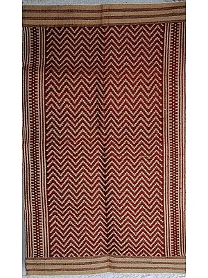 Beige and Red Kalamkari Leheria Durri