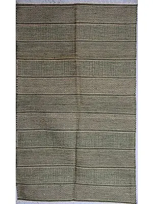 Green Kalamkari Durri with All-Over Thread Weave