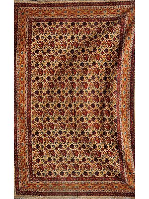 Beige Kalamkari Durri Vegetative Motifs