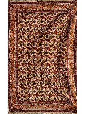 Beige Kalamkari Durri Vegetative Motifs