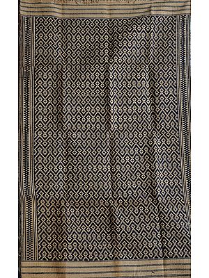 Dark Denim Kalamkari Durri with Thread Weave