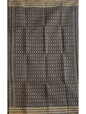Dark Denim Kalamkari Durri with Thread Weave