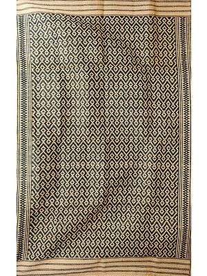 Forest-Green Kalamkari Durri with All-Over Thread Weave