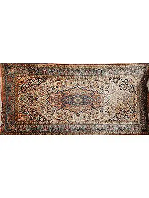 Kashmiri Carpet with Knotted Flowers All-Over