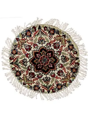 Ivory Circular Hand-Knotted Table Mat