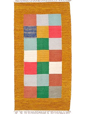 Durri from Sitapur with Hand-woven Checks in Multi-color Thread