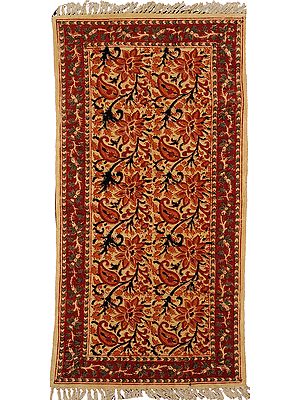 Kalamkari Durri from Andhra with Printed Flowers and Paisleys