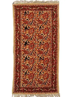 Kalamkari Durri from Andhra with Printed Flowers and Paisleys