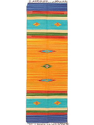 Cotton Runner Dhurrie from Sitapur with Thread Weave in Various Colors