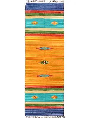 Cotton Runner Dhurrie from Sitapur with Thread Weave in Various Colors