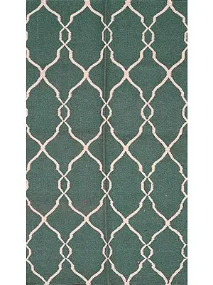 Sea-Pine Handloom Dhurrie from Sitapur with White Thread Weave