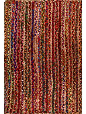 Pure Cotton Multicolored Carpet with Jute