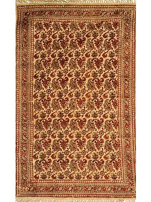 Marzipan Dhurrie from Telangana with Printed Flowers